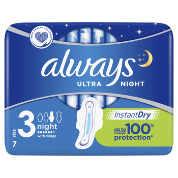 ALWAYS ULTRA NIGHT PODPASKI HIGIENICZNE 7 SZTUK