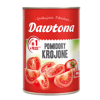 POMIDORY KROJONE BEZ SKÓRKI W SOKU POMIDOROWYM 400G DAWTONA