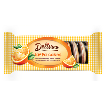 DELISANA BISZKOPTY Z GALARETKĄ O SMAKU POMARAŃCZOWYM W POLEWIE KAKAOWEJ 135G