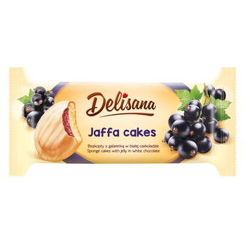 DELISANA BISZKOPTY Z GALARETKĄ O SMAKU CZARNEJ PORZECZKI W BIAŁEJ CZEKOLADZIE 135G