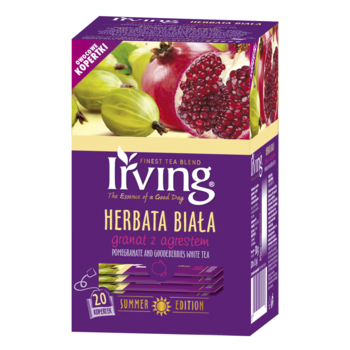 HERBATA BIAŁA GRANAT Z AGRESTEM 20 KOP. IRVING ( 1,5 G X 20 TOREBEK)