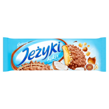 JEŻYKI KOKOS HERBATNIKI W CZEKOLADZIE MLECZNEJ 140 G