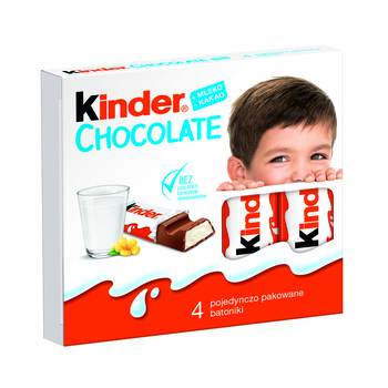 KINDER CHOCOLATE, BATONIK Z CZEKOLADY, 4SZT, 50G