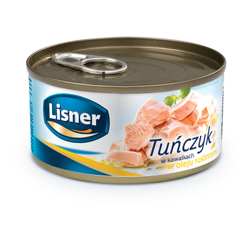 TUŃCZYK W KAWAŁKACH W OLEJU SŁONECZNIKOWYM LISNER 170G