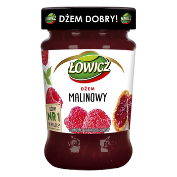 ŁOWICZ DŻEM MALINOWY O OBNIŻONEJ ZAWARTOŚCI CUKRÓW 280 G