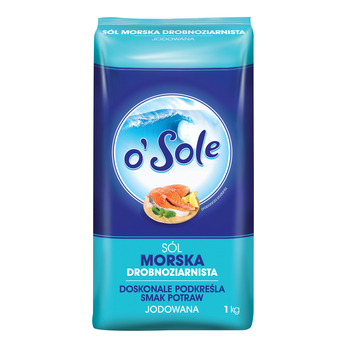 SÓL MORSKA DROBNOZIARNISTA SPOŻYWCZA JODOWANA 1 KG O'SOLE